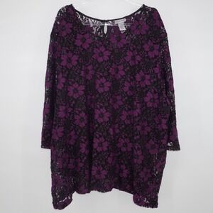 Catherines Womens 5X Purple Black Floral All Over Lace Whimsigoth Whimsy
